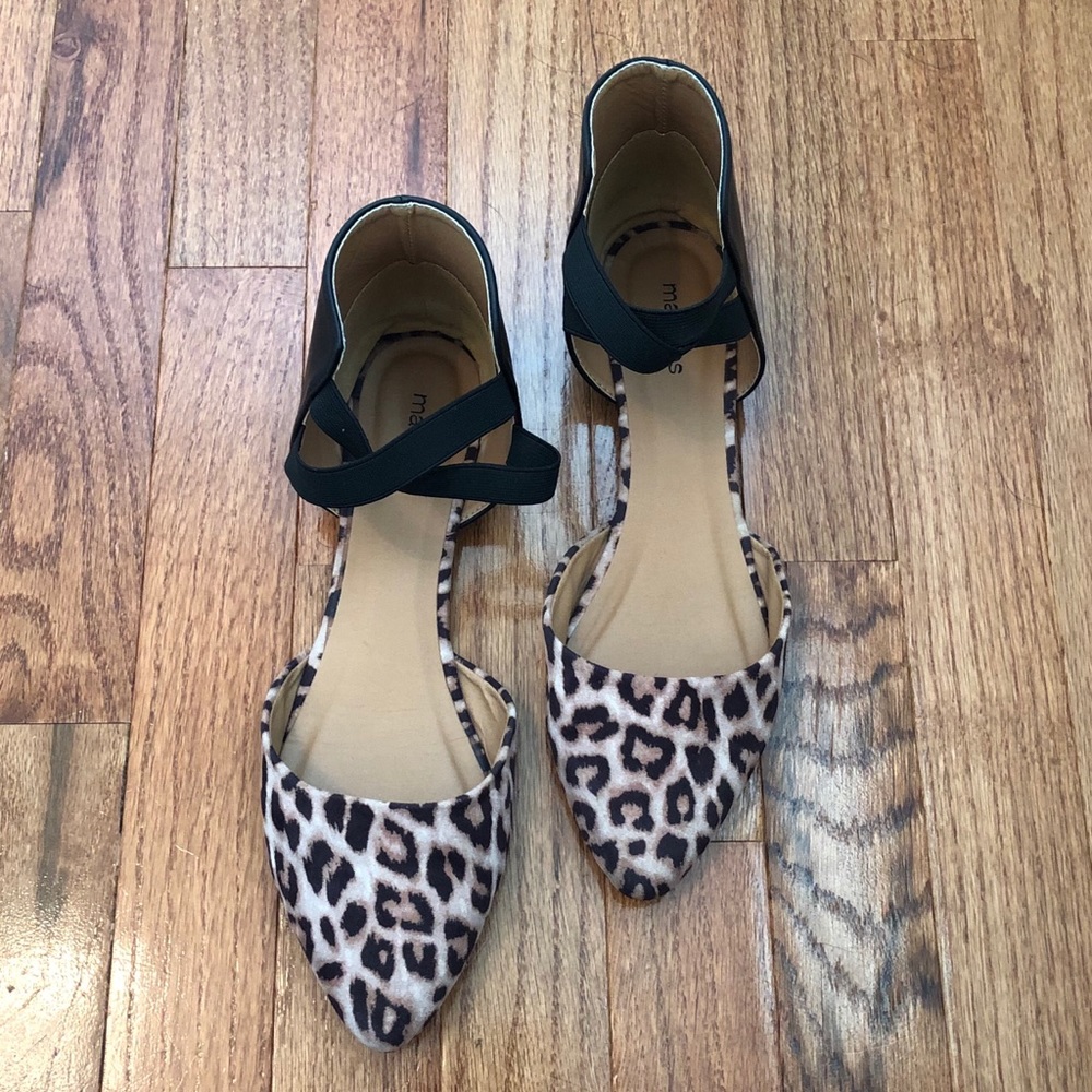 Maurices Leopard Flats with ankle straps